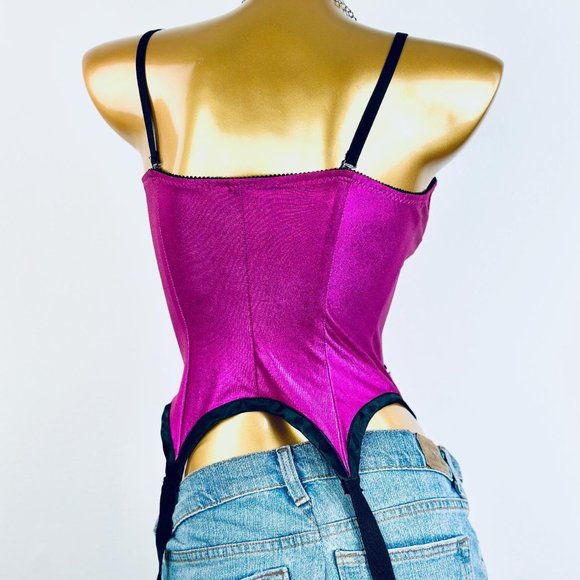 Vintage 90s pink metallic bustier corset top - Picture 7 of 8